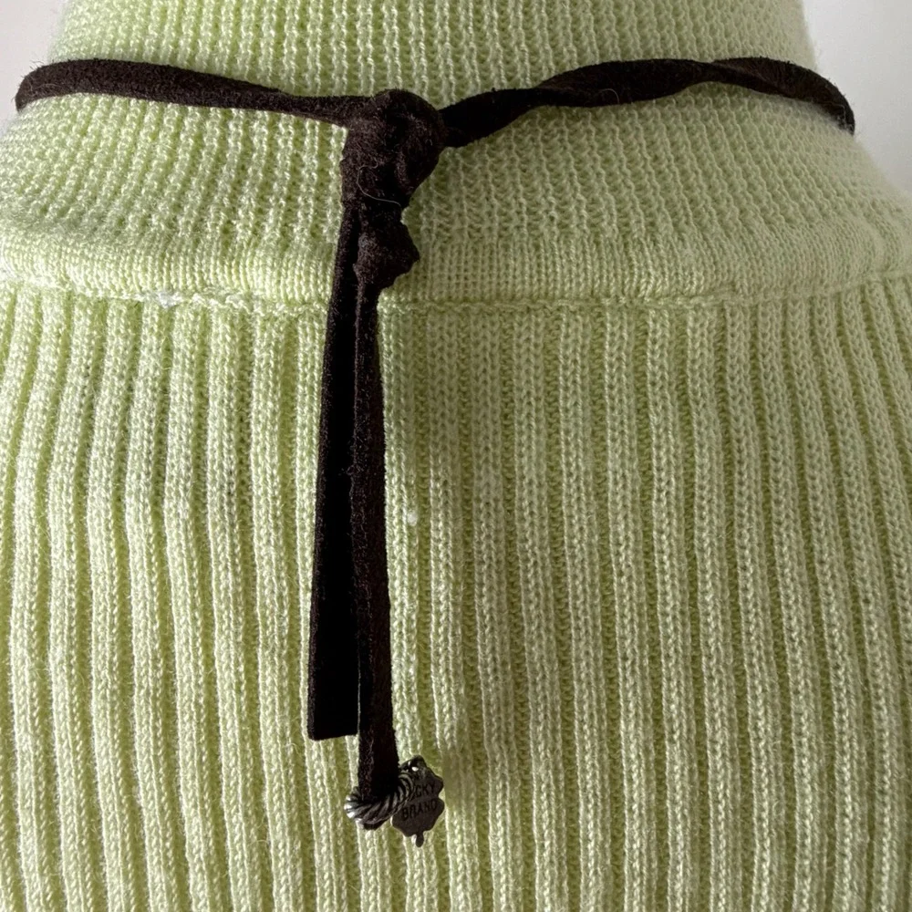 Lucky Brand Blue Stone Floral Pendant Necklace Silver Tone Brown Cord Boho Tie